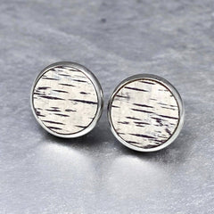 Birch post earrings, genuine cork