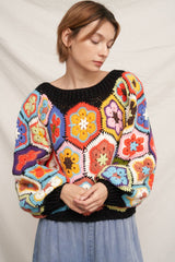 Chunky Oversized Granny Squared Crochet Sweater