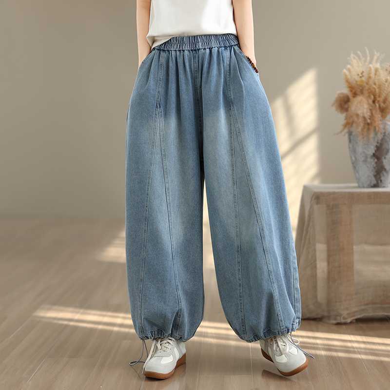 Vintage Plus-Size Relaxed Denim Pants
