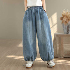 Vintage Plus-Size Relaxed Denim Pants