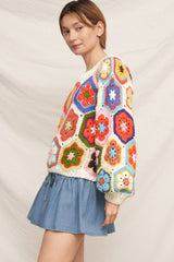Chunky Oversized Granny Squared Crochet Sweater