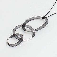 Black and Silver Mesh Pendant Necklace
