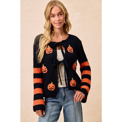 HALLOWEEN THEME FRONT BOW TIED CARDIGAN