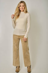 61604 Pointelle Mock Neck Top