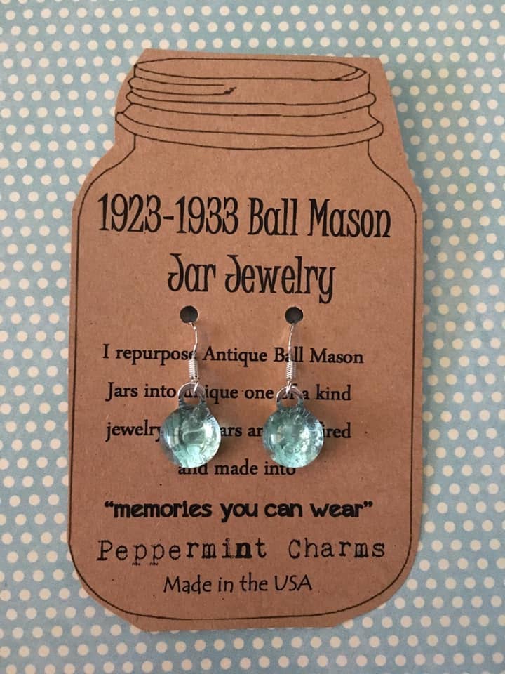 1923-1933 Ball Mason jar round dangle earrings