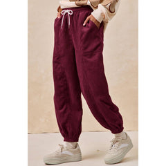 SOLID CORDUROY PANTS WITH DRAWSTRING