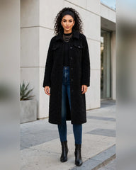FJ0182: Quilted Sherpa Long Button Jacket