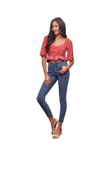 Crimson Paisley Boho Summer Crop Top