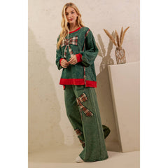 PLAID BOW MINERAL WASH LOUNGE SET (SET8113-75)
