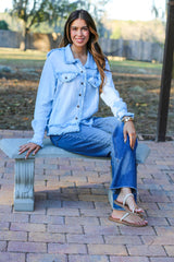 Lightweight Raw Edge Jacket (Sky Blue)