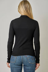 61604 Pointelle Mock Neck Top