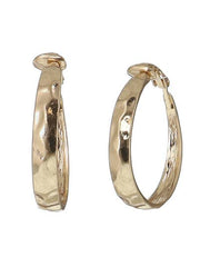 FR3715 Silver Hammered Metal Circle Clip Earrings