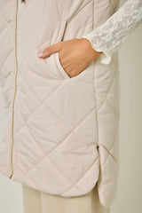 61143 Quilted Puffer Long Hoodie Vest