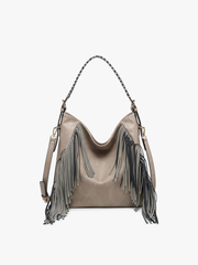 Sav Distressed Hobo Bag w/ Fringe Detail | M2350