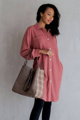Dina Plaid Contrast Tote w/ Tassel | M2175PLD