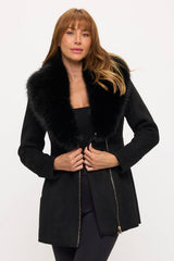CLASC0010: Luxe Faux Fur-Collar Tailored Coat