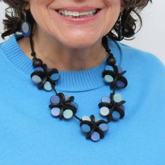 Blue Cascading Blooms Necklace