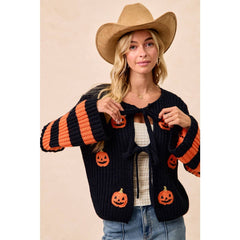 HALLOWEEN THEME FRONT BOW TIED CARDIGAN