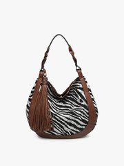M2255 Nori Zebra Printed Hobo Bag – Large Tassel