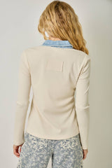 60719 Washed Thermal Button Down Top
