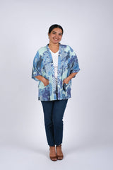 Enchanting Blue Meadow Blockprint Cardigan