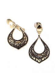 FR7206 Gold Filigree Open Heart Clip-on Metal Earrings