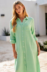 Breathable Cotton Button-Down Duster