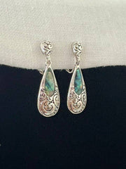 FR3467 Abalone Filigree Teardrop Clip on Dangle Earrings