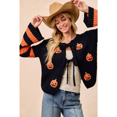 HALLOWEEN THEME FRONT BOW TIED CARDIGAN