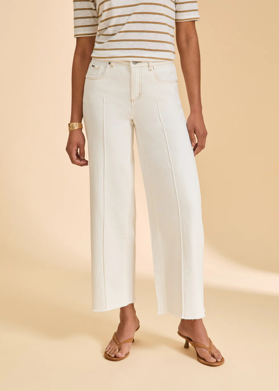 FDJ Olivia Wide Leg Ankle Jeans in Ivory 2201948