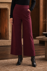 High Rise Twill Wide-Leg Pants