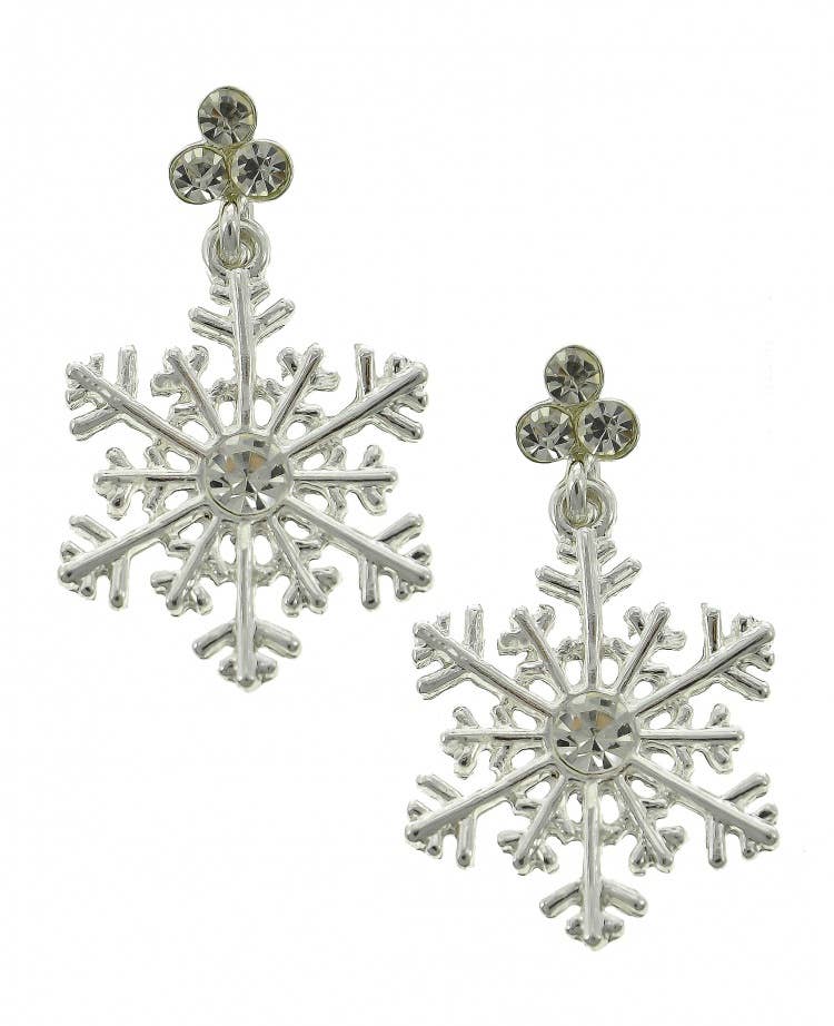 FR3261 Snowflake Christmas Crystal Metal Clip-on Earrings