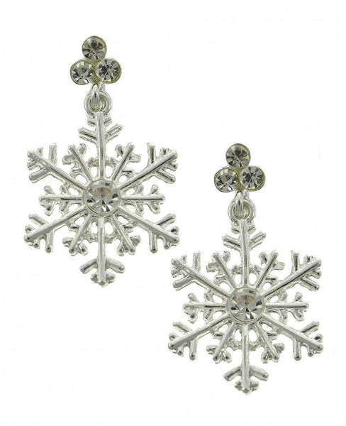 FR3261 Snowflake Christmas Crystal Metal Clip-on Earrings
