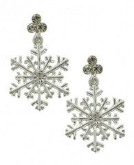 FR3261 Snowflake Christmas Crystal Metal Clip-on Earrings