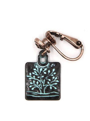 FR6249 Patina Tree of Life Square Clip Earrings