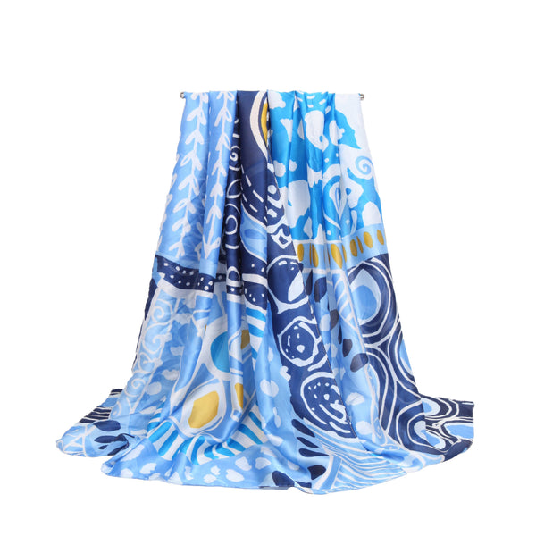 S26070 100% Polyester Satin-Like Lightweight Printed Scarf