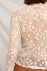 Floral Lace Long Sleeve Mesh Top
