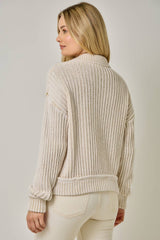 61683 Washed Ribbed Zip-Up Sweater