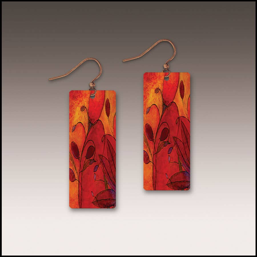 Red Foliage Fine Art Banner Handmade Earrings