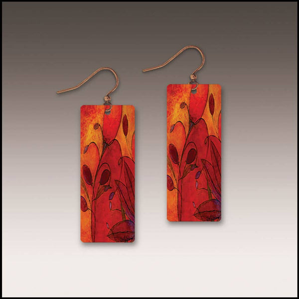 Red Foliage Fine Art Banner Handmade Earrings