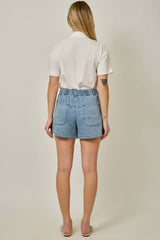 61487 Denim Washed Pull-On Shorts