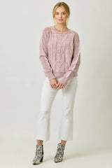 61162 Washed Cable Sweater