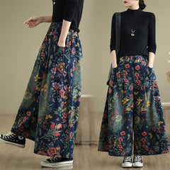 Print Plus-Size Relaxed Denim Pants
