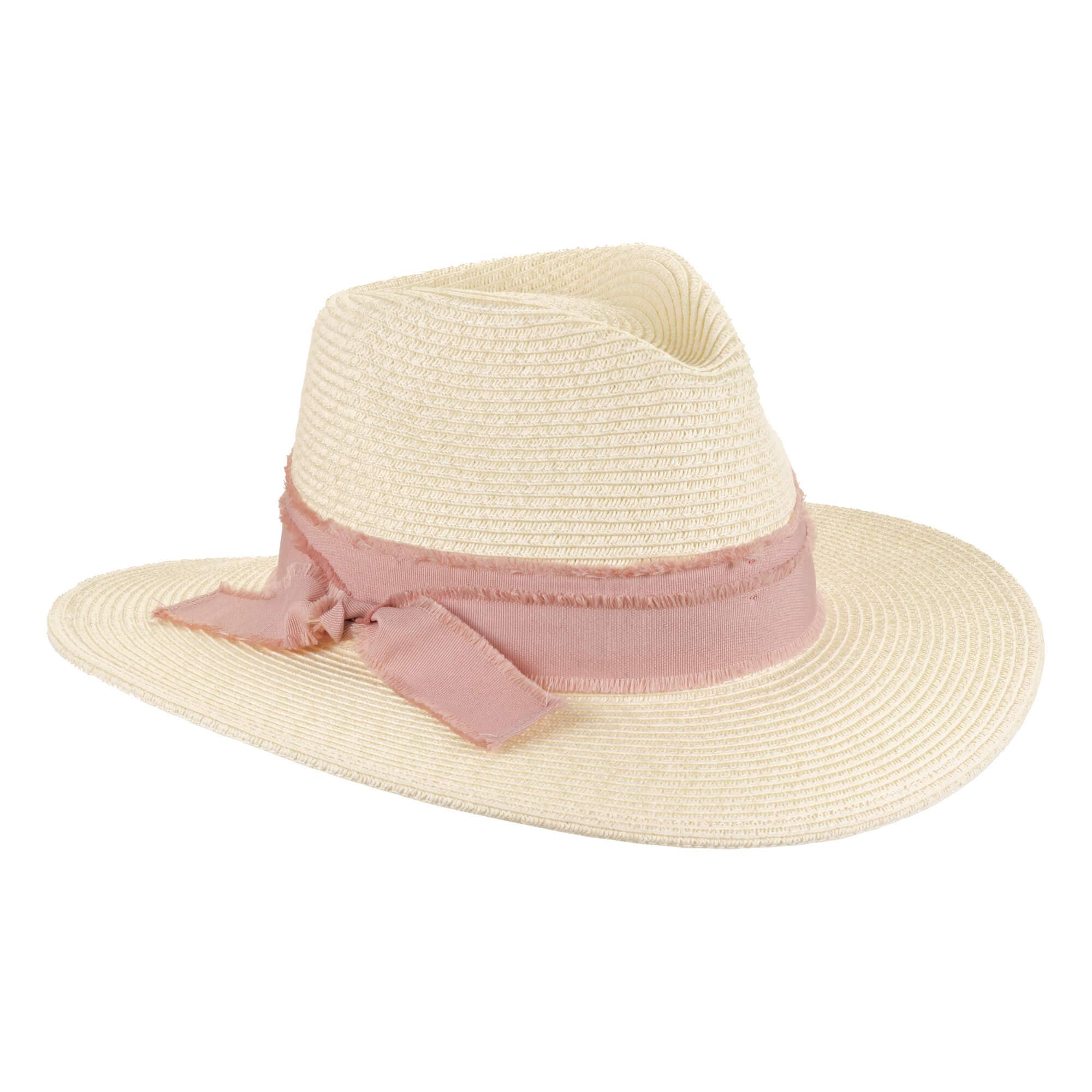 Ivory, Paper Braid Safari with Pink Trim, Brim 3"