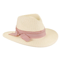 Ivory, Paper Braid Safari with Pink Trim, Brim 3