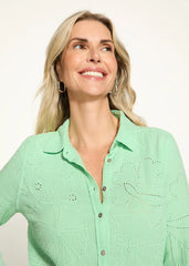 FDJ Long Sleeve Eyelet Tunic in Patina 7359797