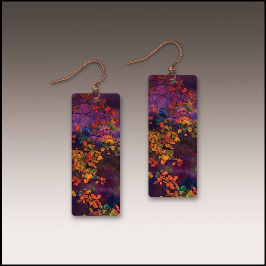 Purple Foliage Nature Banner Handmade Earrings