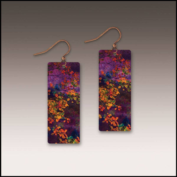 Purple Foliage Nature Banner Handmade Earrings