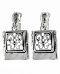 FR3986 Filigree Metal Square Clip-on Earrings