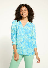 FDJ Piping 3/4 Sleeve Bicolor Floral Shirt 7618397